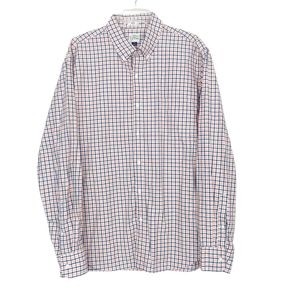 J. Crew Blue Orange Plaid Slim Fit Long Sleeve Button Down Sz XL